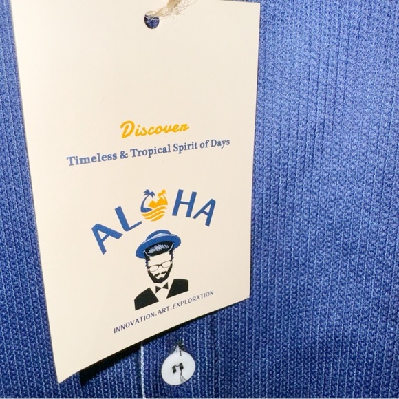 NWT! Aloha Blue Camp Shirt Pocket Sz XL - Picture 9 of 10